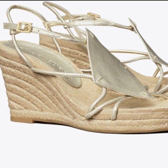 Tory Burch Shoes - Tory Burch Diamond Patch Espadrille Wedge Sandal Gold
